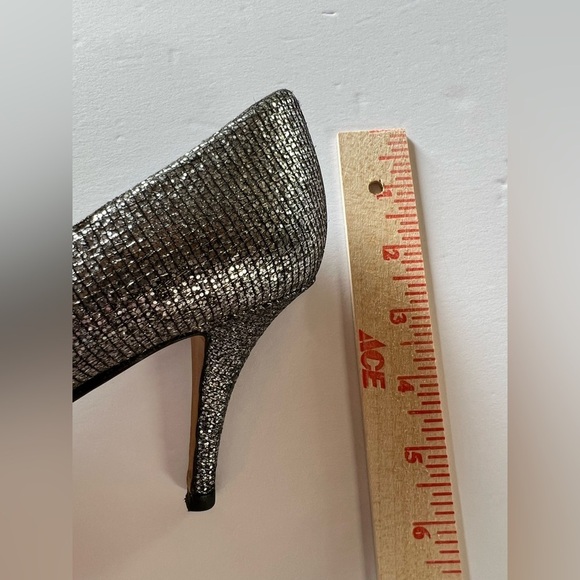 Kate Spade platform silver glitter peep toe 3" pumps sz 9 office mobwife preppy - Picture 12 of 14